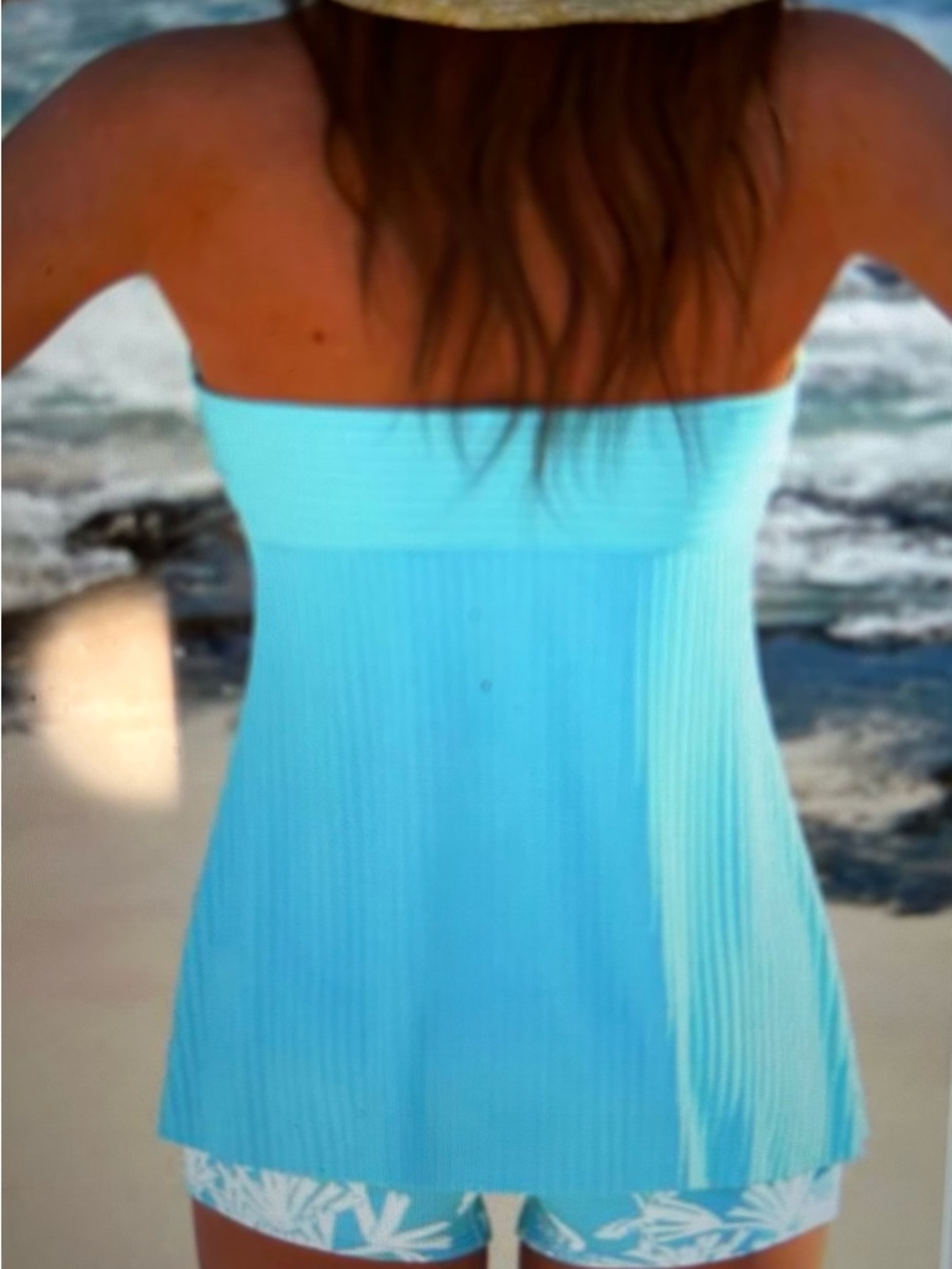 Light Blue Ruffle Halter Swim Tankini Set - Picture 3 of 5